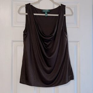 EUC Ralph Lauren’s Lauren Brown Sleeveless Cowl Neck Top Size M
